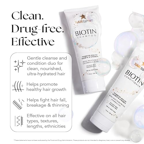 Miniatura 2 de HAIRtamin Champú de biotina: ayuda a apoyar el cabello más fuerte, más largo y de aspecto más grueso con champú sin sulfato, hidratante y rico en