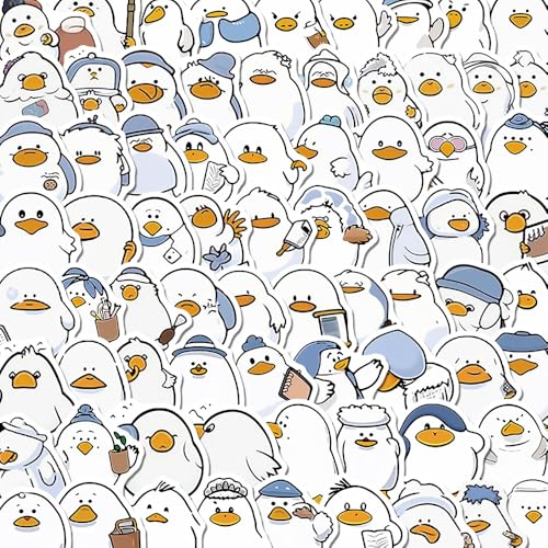 100枚入り ダック コミカル アニマル ポップ ステッカー 防水 水筒 スーツケース ヘルメット スマホ ノートPC 手帳 デコ