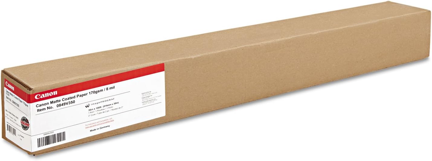 Matte Paper by A/E Graphics, 36" x 100', 170 gsm / 8 mil, 2-inch Core, 1 Roll Carton