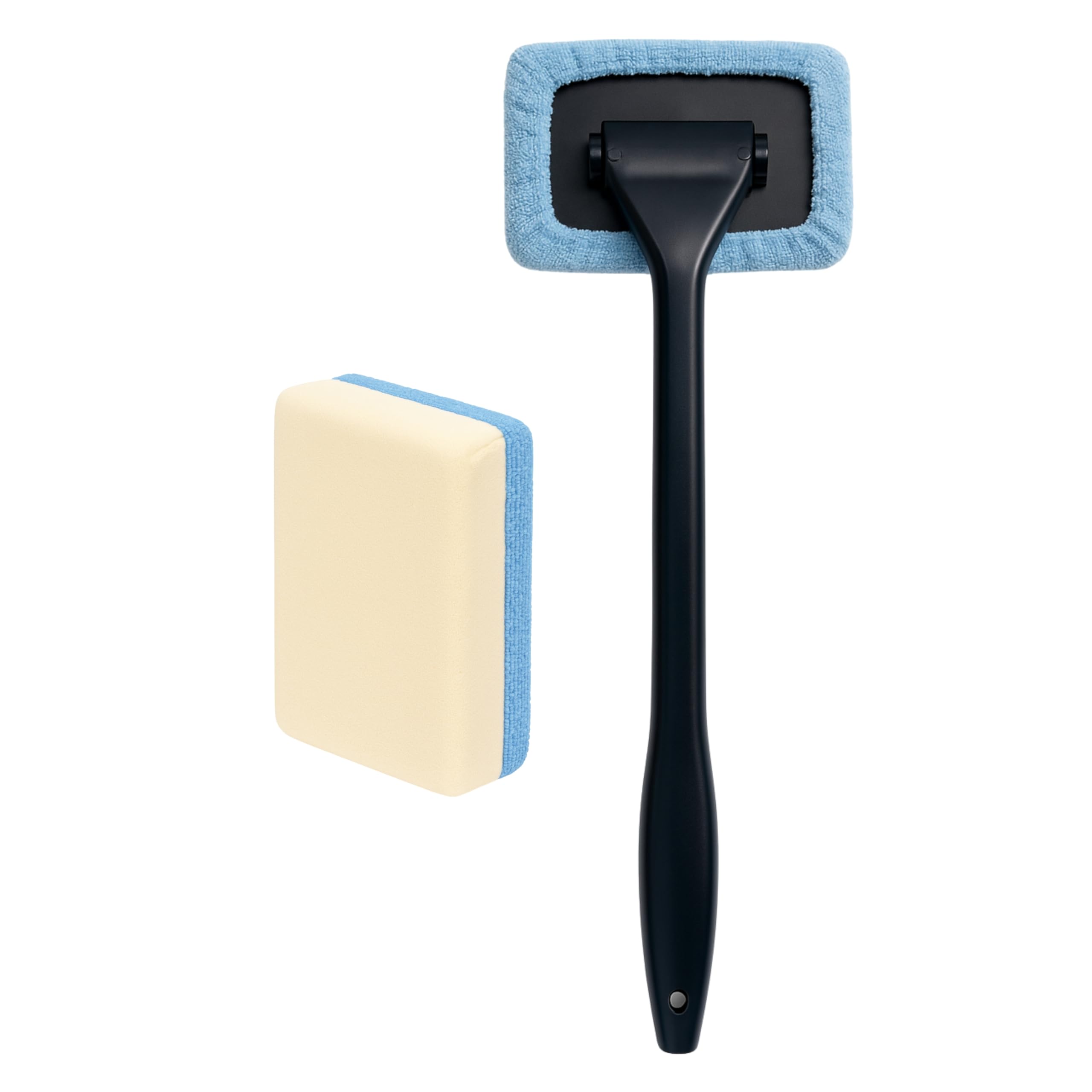 Car Windscreen Cleaner Tool with Long Handle – Inside Window Cleaning Mop & Demister Pad (2 Pack) – Streak-Free Glass Cleaner & Condensation Remover