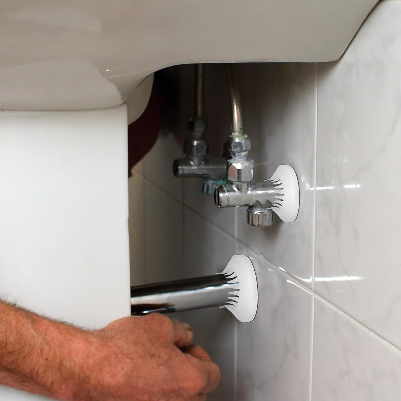 Rosette per Termosifoni, 8 Pezzi Copri Tubi Termosifoni, Bianco Copritubo Termosifone, a Scatto Copritubi Decorativi, Copritubo Riscaldante, per Tubi da 16/20/25 mm