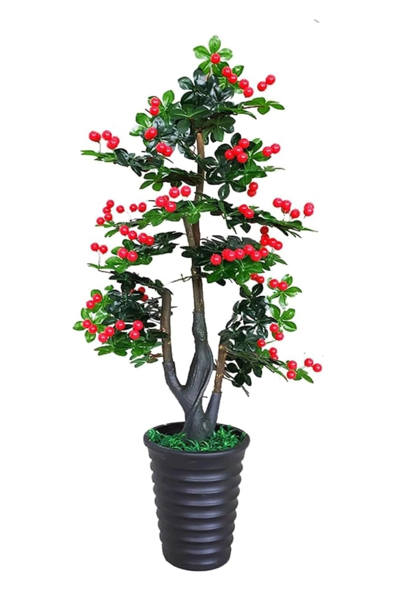SWENEEN Indoor 130Cm/4.2Ft Fake Tree Artificial Cherry Fruit Tree For Indoor Outdoor Simulation Tree Floor-To-Ceiling Artificial Plant Decor Artificial Tree,