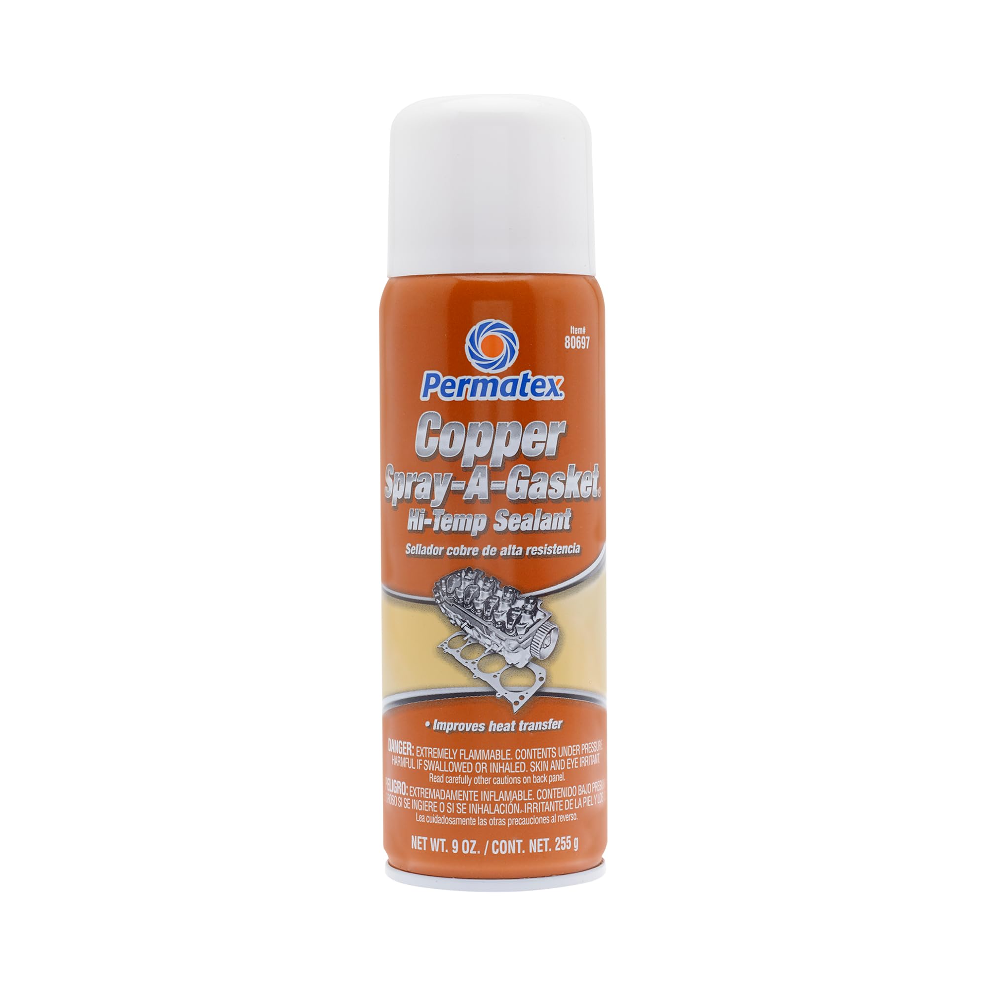 Permatex 80697 Copper Spray-A-Gasket Hi-Temp Adhesive Sealant, 9 oz. net Aerosol Can 2 pack (2)-image-34