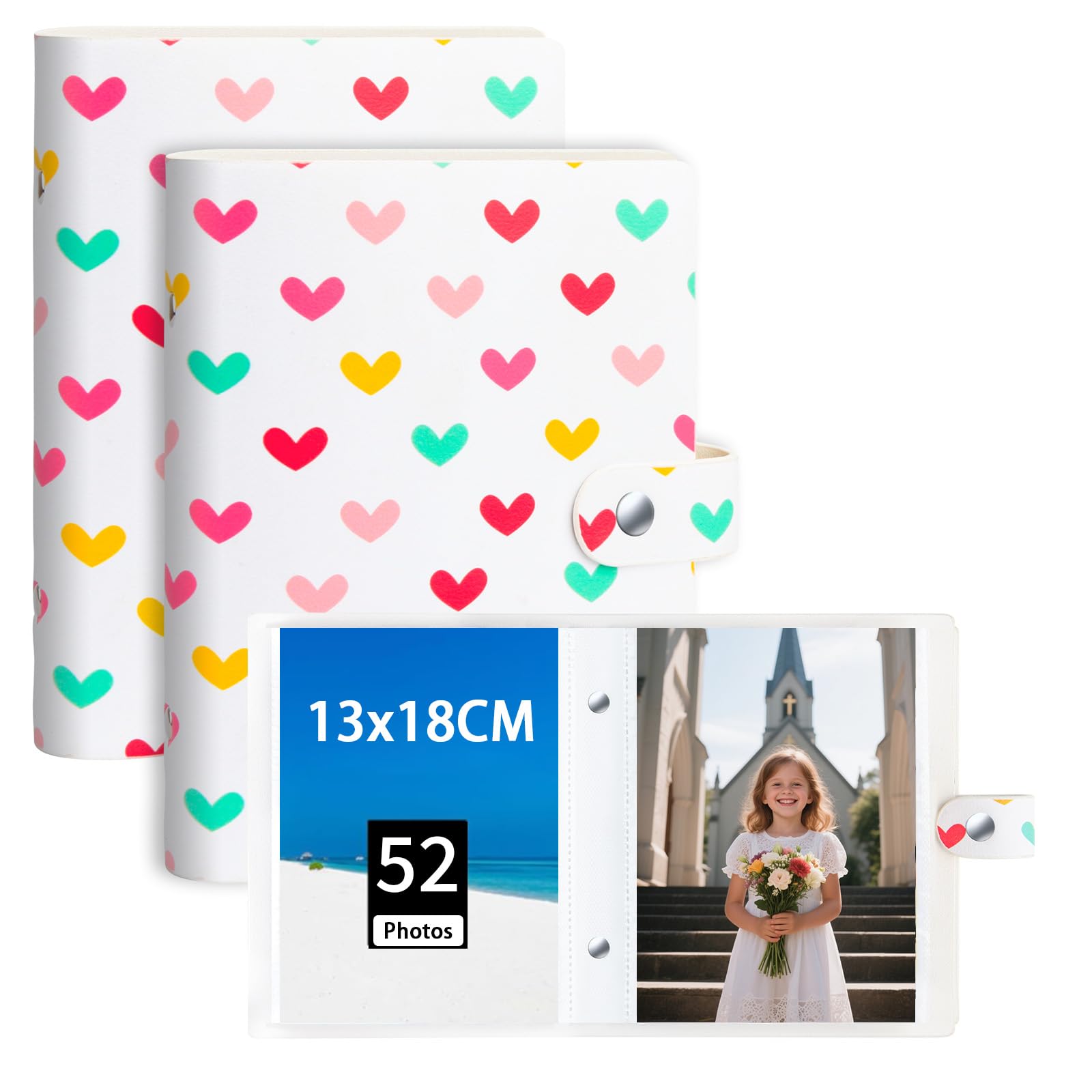 2 Pack Small Photo Album 5x7, Each Holds 52 Photos, Top Load Slip In