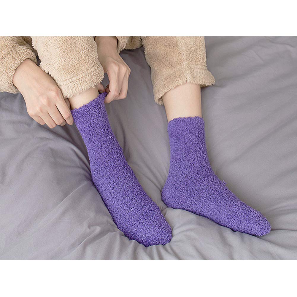 6 Pairs Womens Fuzzy Socks Winter Warm Soft Cozy Fluffy Microfiber House Sleeping Slipper Socks Christmas Gifts