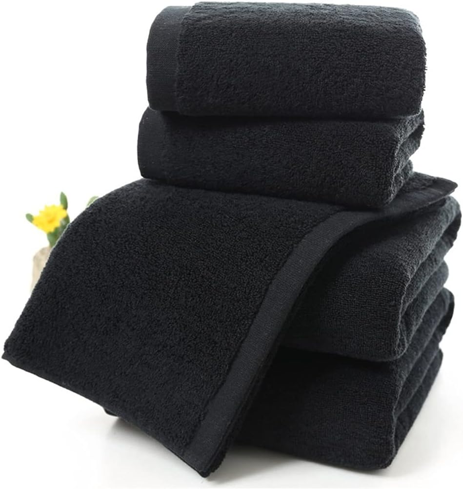 Black Large Bath Towel Cotton Thick Shower Face Towels Home Bathroom Hotel Adults (Color: Black, Size: 13.4 x 29.5 inches (34 x 75 cm), 5.3 oz (150 g) (Black 27.6 x 55.1 inches (70 x 140 cm), 17.6 oz