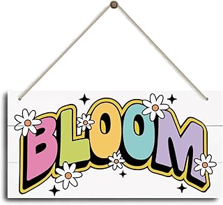 Spring Decor, Bloom Sign, Hanging Wood Plaque With Rope, Decorative Wall Plaque, Wall Decor Art, Spring Door Sign, Rustic Hanging Signs For Home Front Door, Bedroom, Living Room Decor 6x12 inch