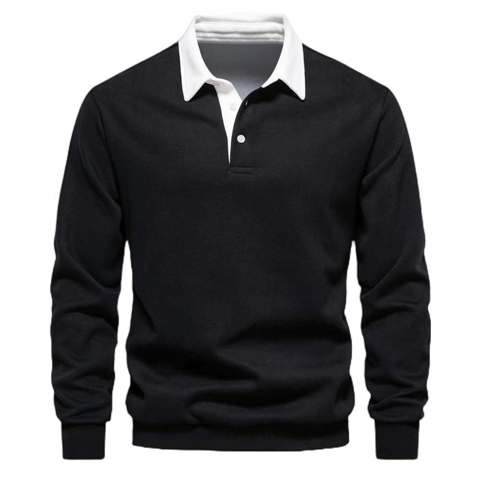 Sweat-shirt de haute qualité avec col polo boutonné coupe XL noire