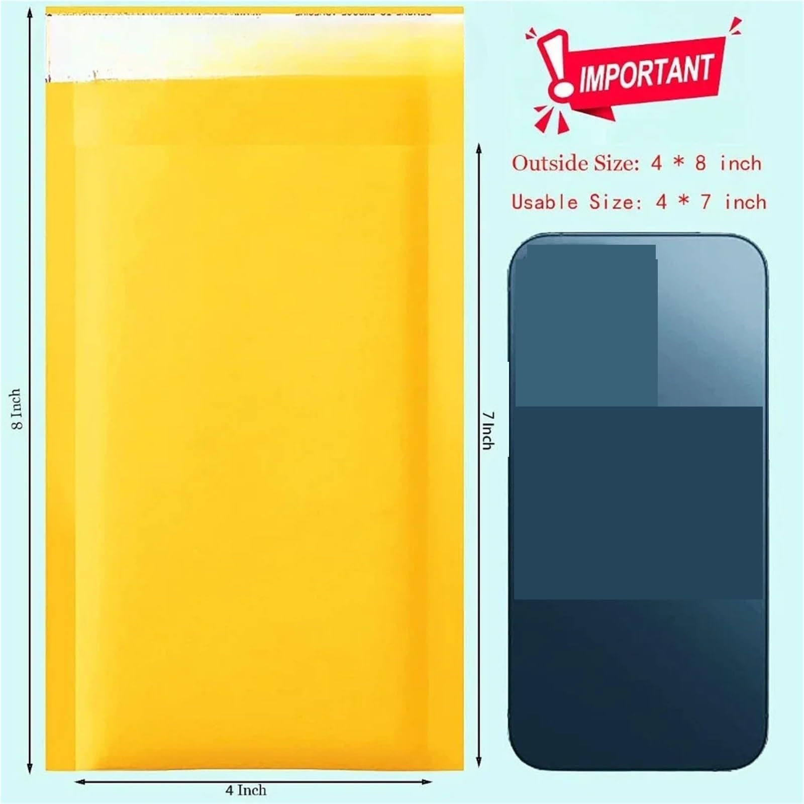 Posta in schiuma Kraft da 100 pezzi 4x8", piccola borsa for il trasporto della posta con chiusura a zip, busta imbottita gialla per Imballaggio
