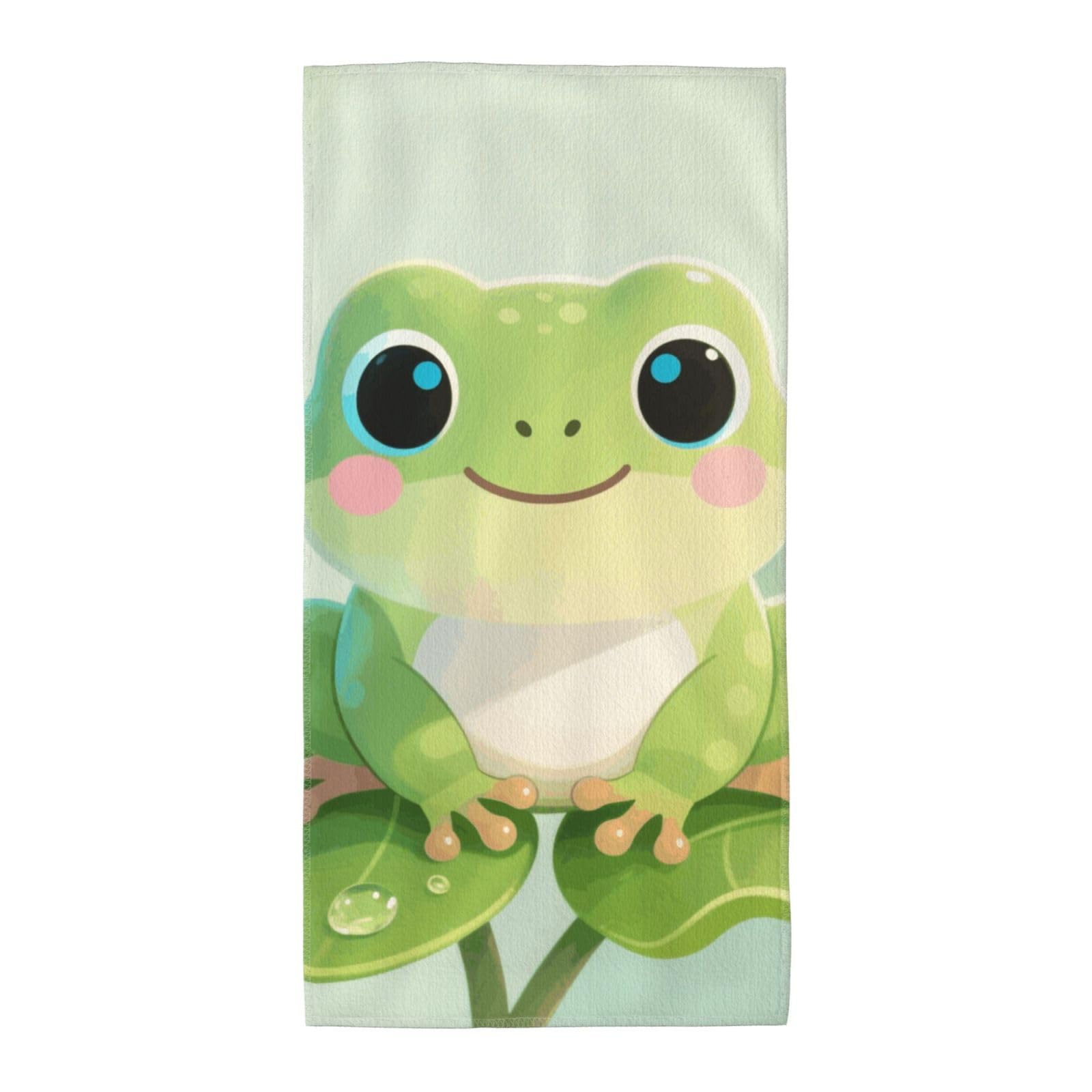 FekiLoot Absorbent Hand Towels 12"X24" Decorative Bathroom Towel Soft Microfiber Face Towel Cute Frog Dish Kitchen Towels for Bathroom Kitchen Hotel Spa Bath Towels