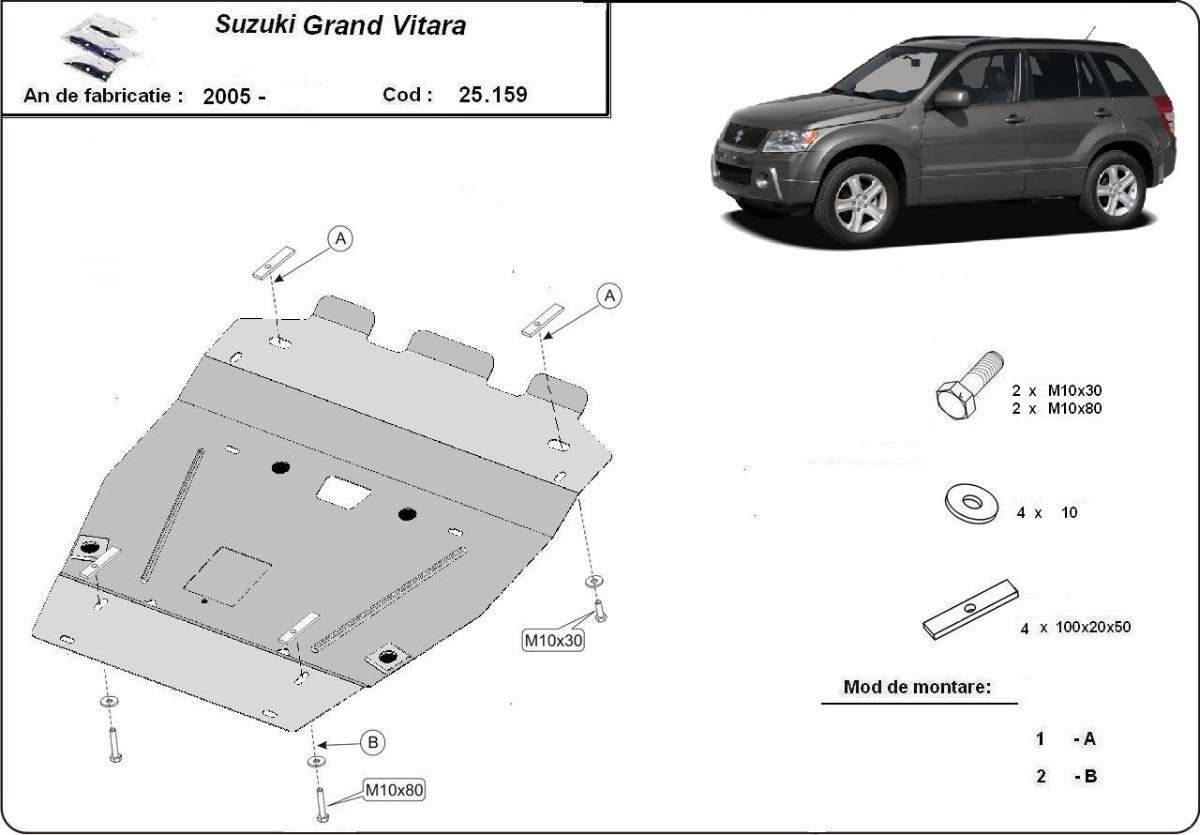 Protezione sottoscocca motore compatibile con Suzuki Grand Vitara 2 - (2005-2019)