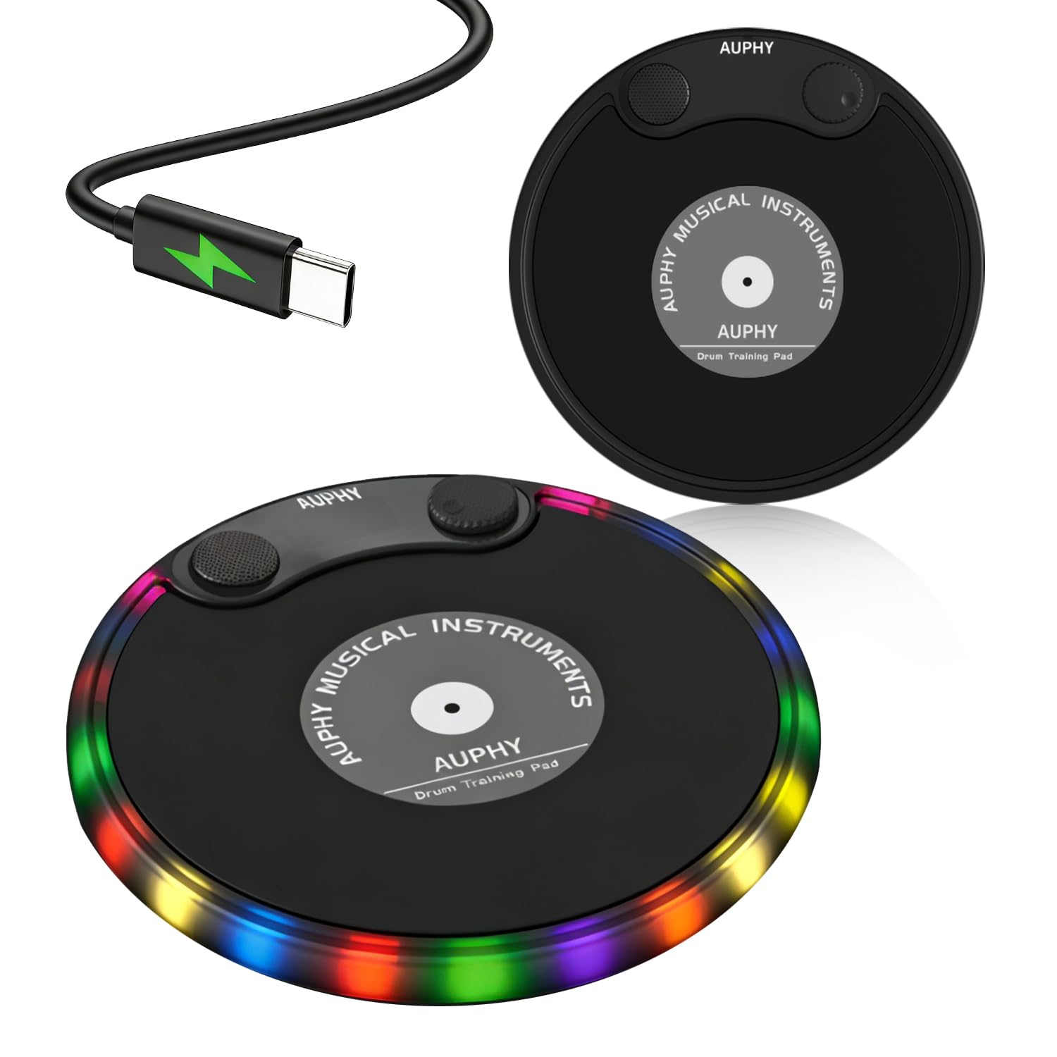 LED Drum Practice Pad with 5 Modes, Bluetooth Speaker, Headphone Jack & Built-in Metronom…
