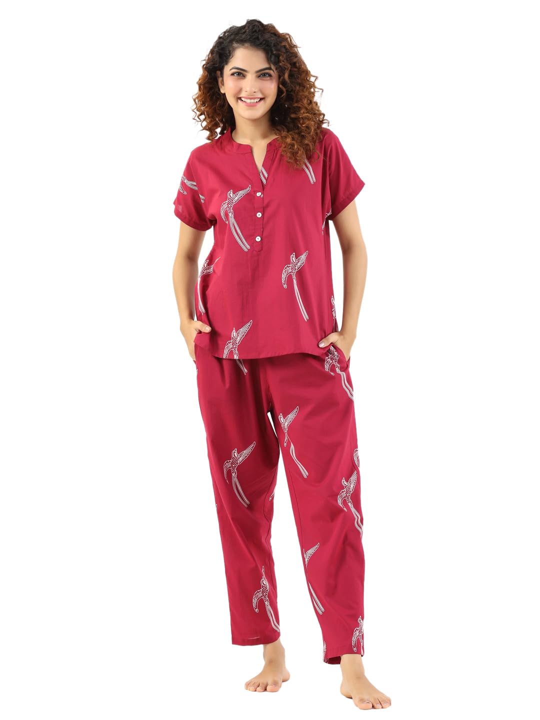 SAY Women’s Cotton Lounge Night Suit Set – Top and Pyjama Night Dress for Women