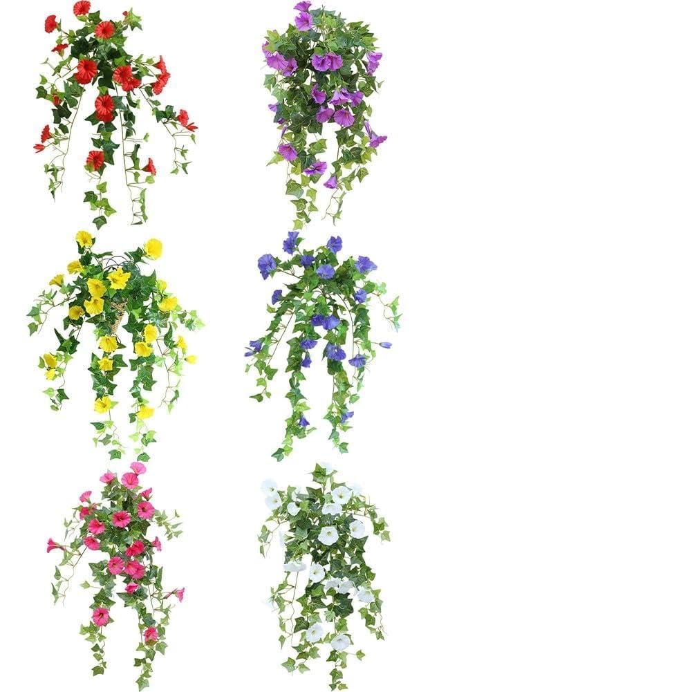 Lot de 2 guirlandes de lierre artificielles Morning Glory en plastique à suspendre pour décoration murale, maison, bureau, chambre à coucher, extérieur