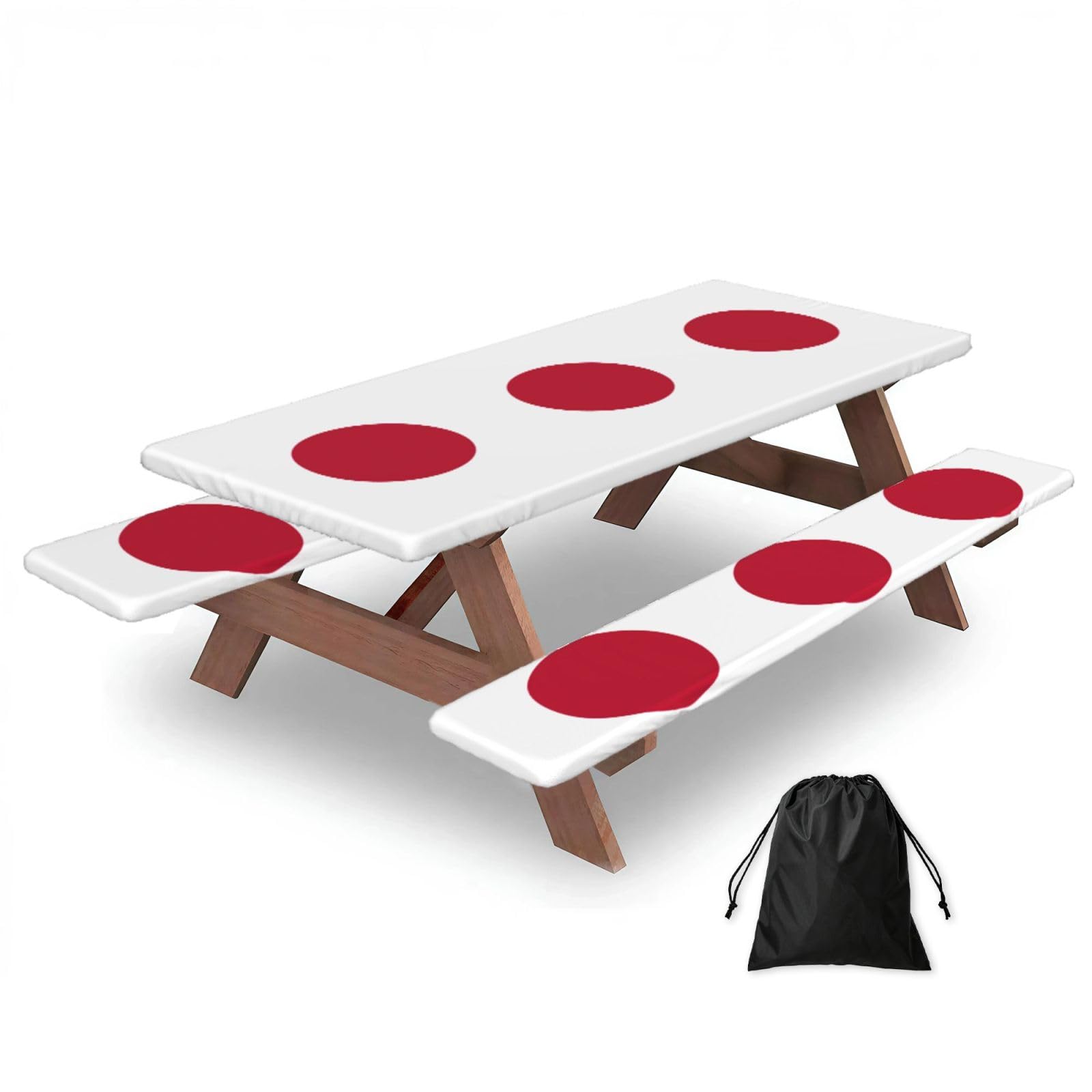 Yqxwjl Black Japanese Flag Print Camping Essentials Waterproof Camping Table And Bench Cover With Drawstring Bag 183 Cm
