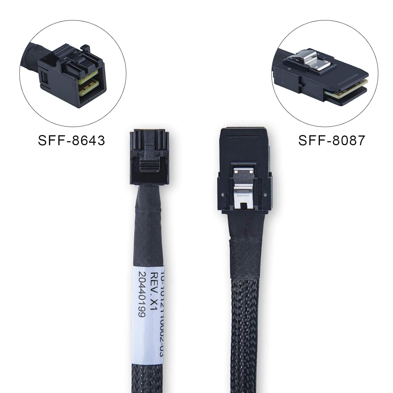 H!Fiber.com Cable mini SAS HD interno SFF-8643 a SFF-8087, 100 ohmios, 1 m (3,3 pies), 2pack