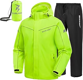 Sponsored You’re seeing this ad based on the product’s relevance to your search query.Learn more about this advertisement Men's Rain Suit, Waterproof Rain Jacket, Rain Trousers, Packable Lightweight Reflective Wind Jacket with Hood, Breathable Bicycle Raincoat for Outdoors, Hiking, Camping