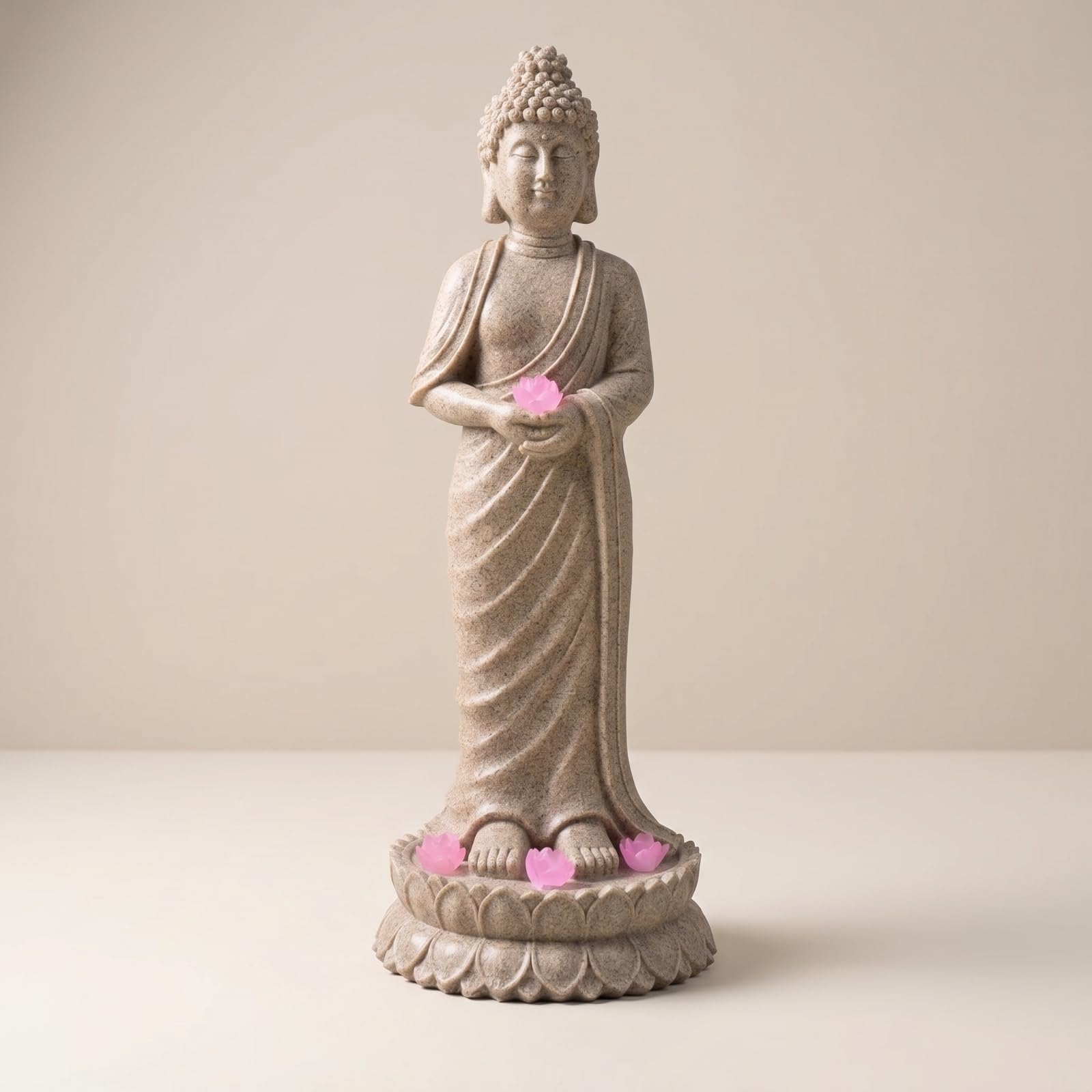 Statua Buddha in Resina Lampada Solare Figura Ornamentale Scultura da Giardino Resina Resistente Agli Agenti Atmosferici con Luce Tenue Adatta Aiuola, style to 4