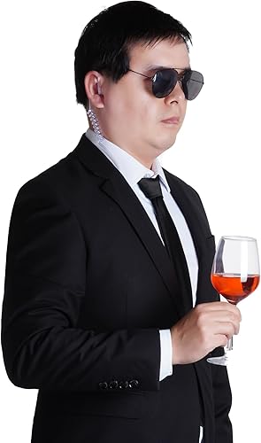 Miniatura 6 de Sucrain Juego de gafas de sol negras de juguete cosplay con tapones para los oídos portador de anillo para disfraz de Halloween (10)