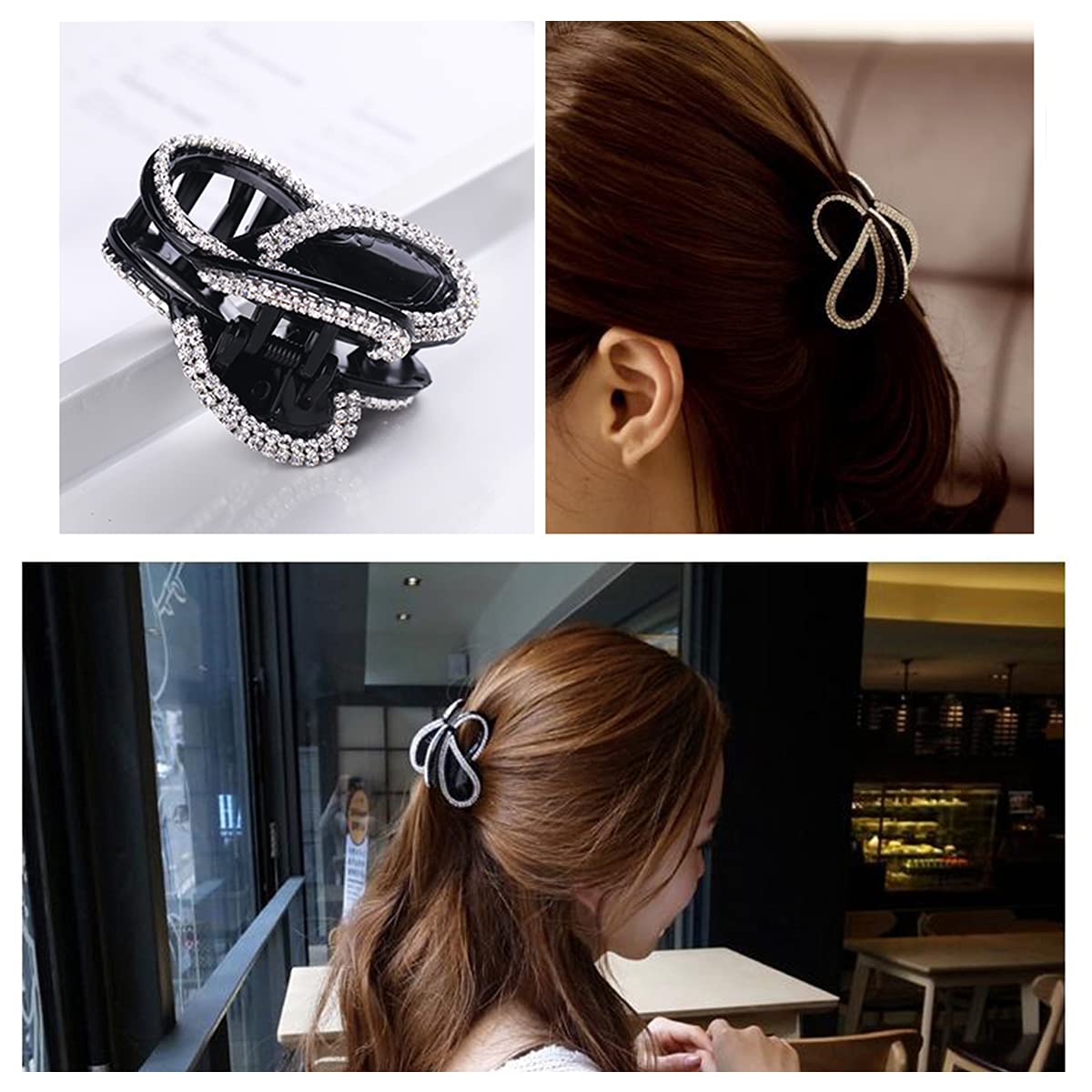 Pinza de mandíbula para el cabello con estilo coreano, pinza de cristal con diamantes de imitación para mujer, accesorios para el cabello 4