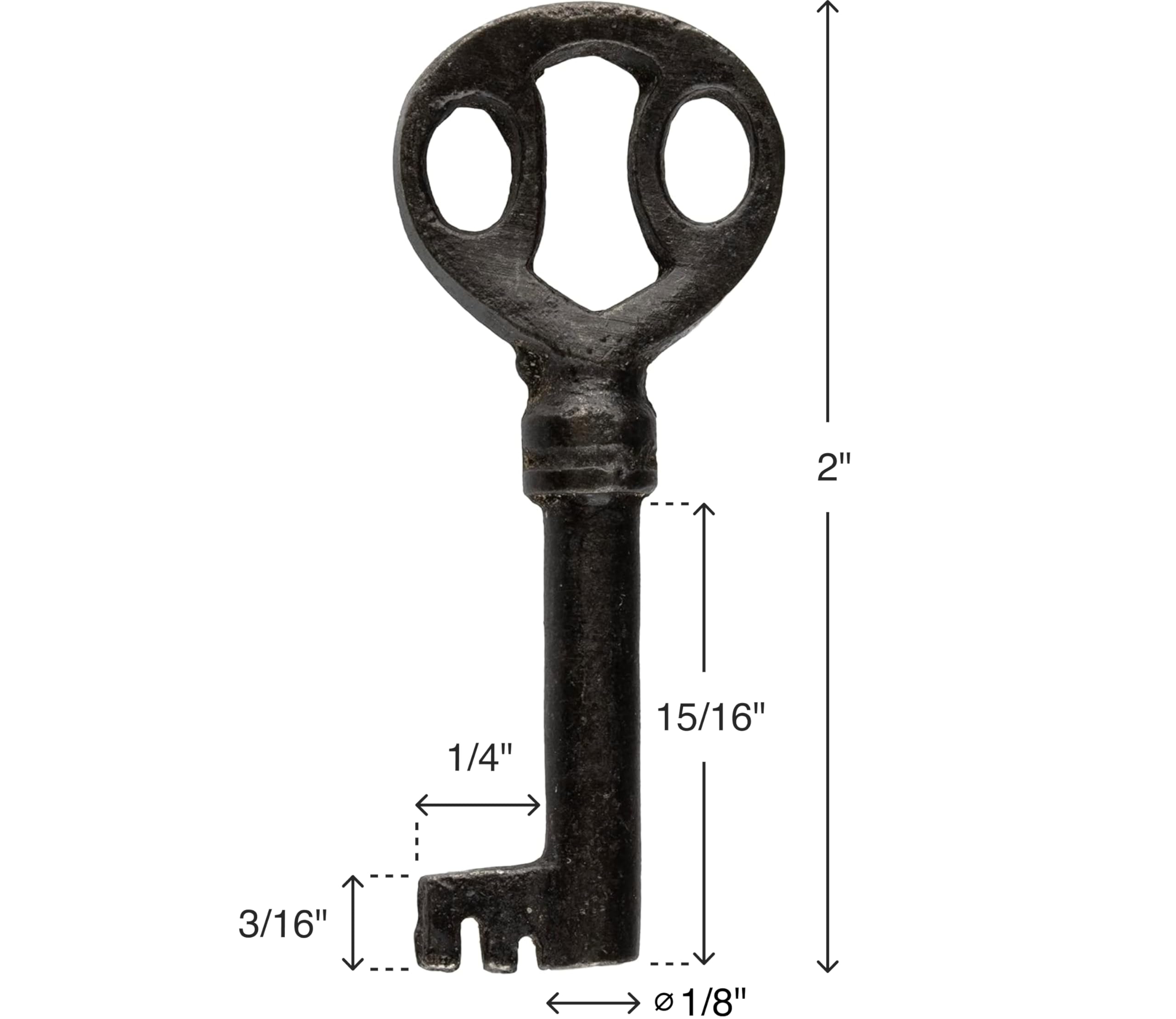 Llave de esqueleto de barril hueco de acero para puertas de gabinete, cajones de tocador, relojes de abuelo | Antiguo, vintage, accesorios de muebles antiguos | KY-15