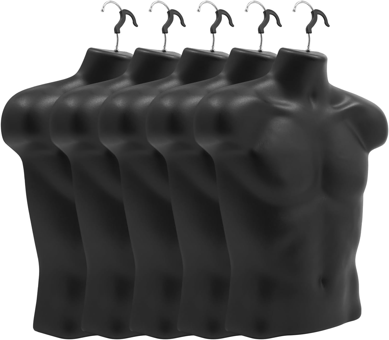 5PCS Male Mannequin Torso, Mannequin Body Torso with Hooks, Hollow Back Body Torso for Display at Counters, Clothing Exhibitions, Photography, Black