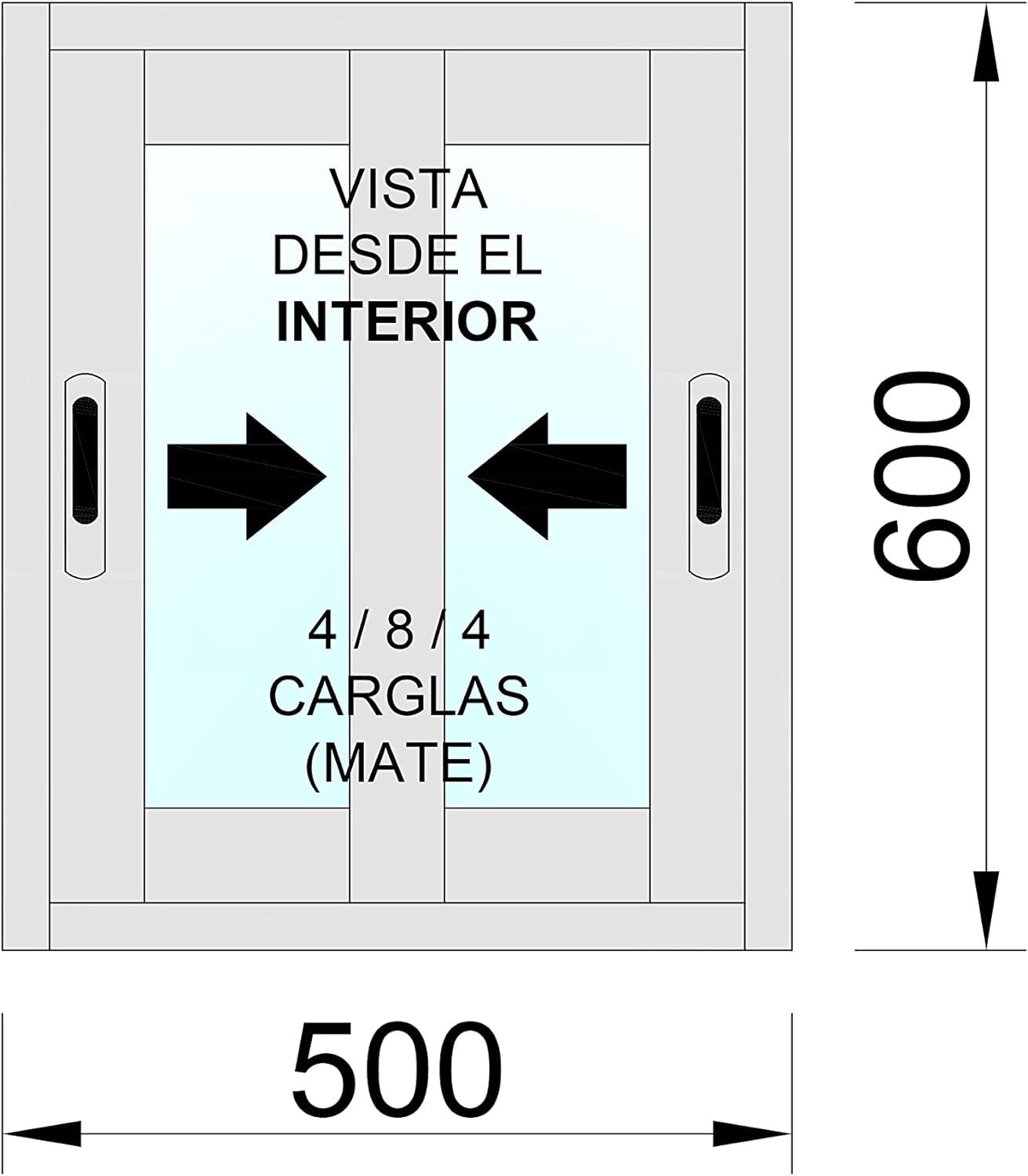 Ventanastock ALB0016L Ventana Aluminio 500x600 Corredera 2 hojas con cristal carglass (Climalit Mate)