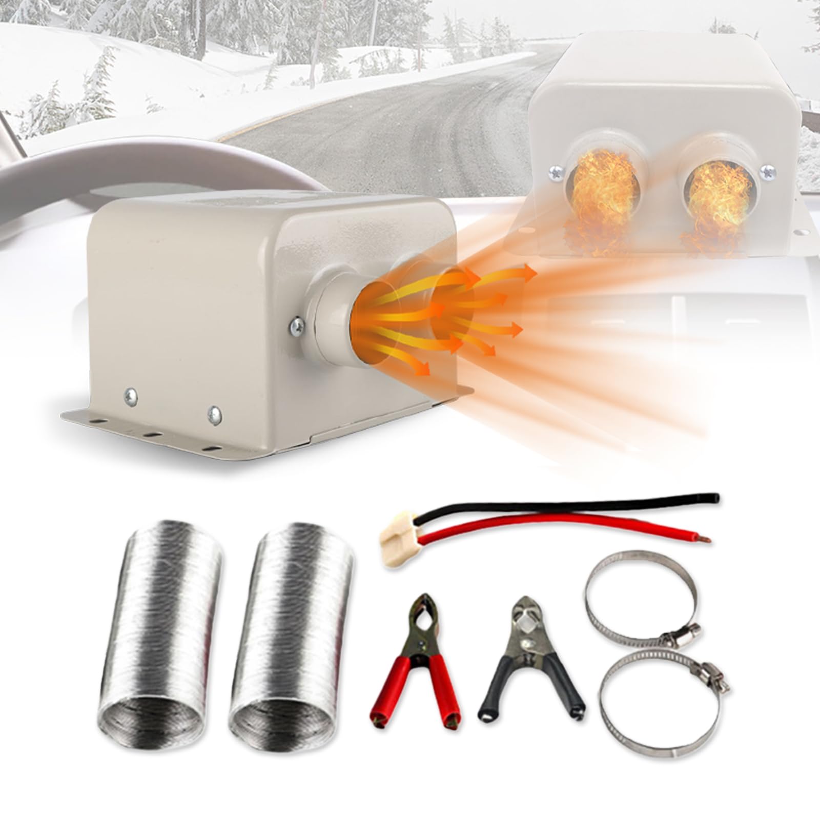 Riloer para Autocaravana, 12 V, 800 W, 2 Orificios, portátil, de Invierno, desempañador y descongelador de Parabrisas, Ventilador Compatible con Varios vehículos de 12 V.