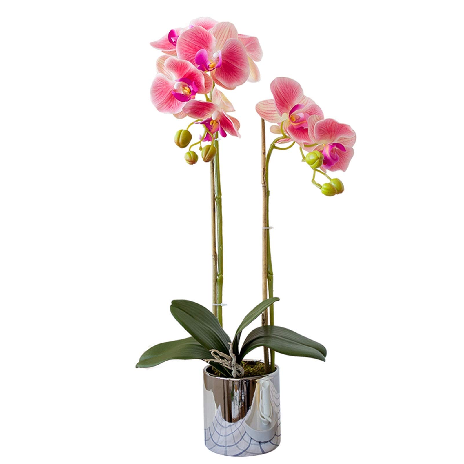 GTHTUHFD Simulation Flower Artificial Flower Bonsai Orchid Phalaenopsis Faux Flower Arrangements Silk Flower With Ceramics Vase Exquisite Decoration