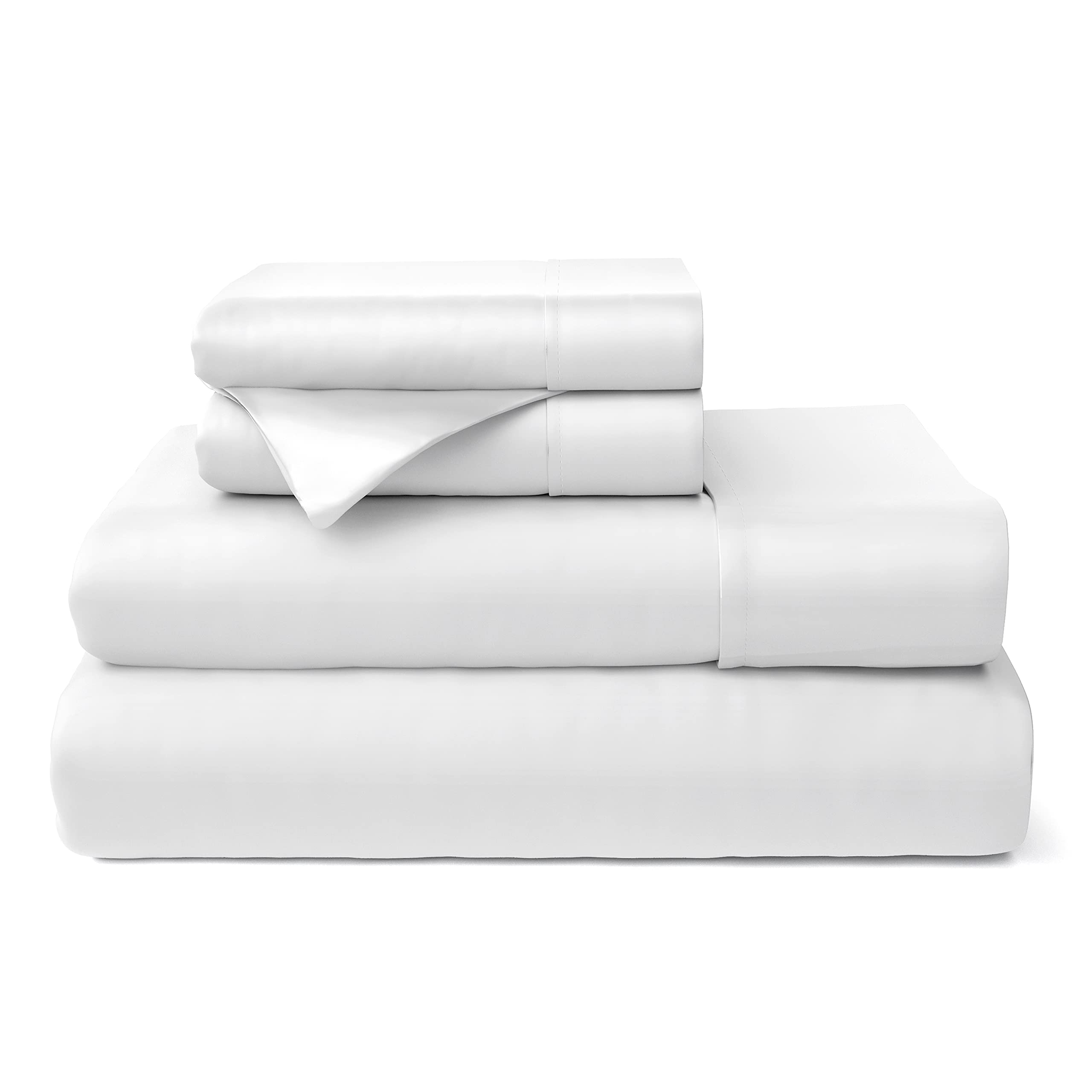 Cosy House Collection Premium Bamboo Sheets - Deep Pocket Bed Sheet Set - Ultra Soft & Cool Bedding - Blend from Natural Bamboo Fiber - 4 Piece - (Queen, White)