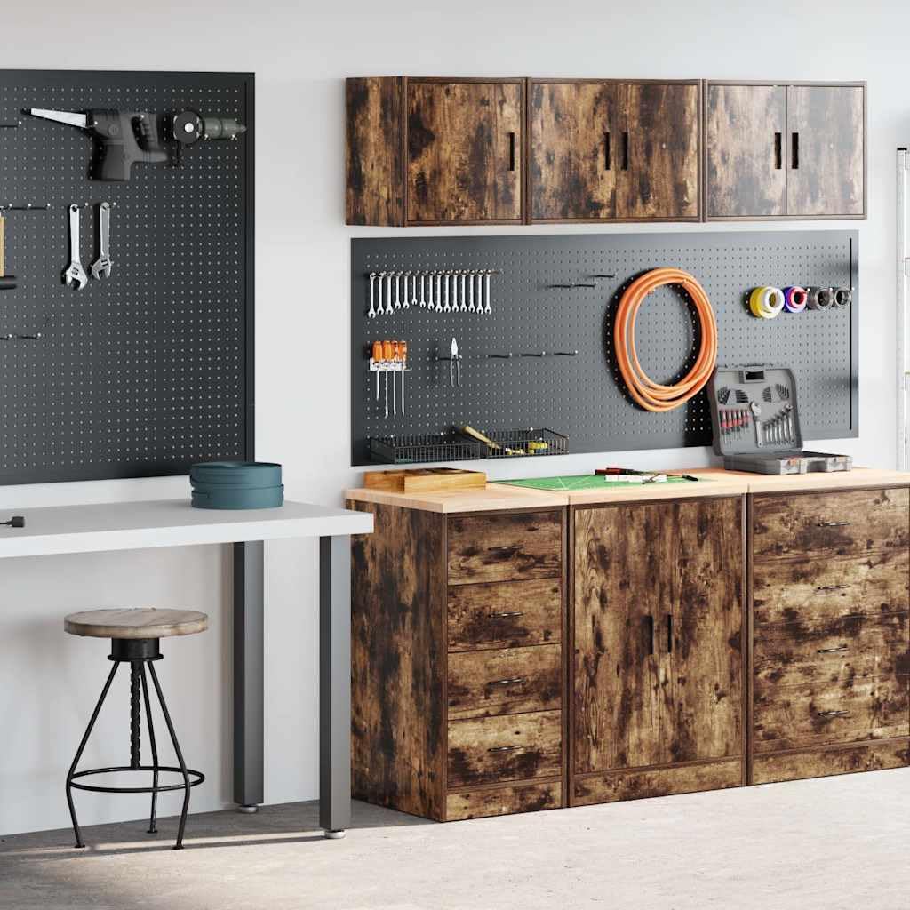INLIFE Garagenschränke 2 STK. Räuchereiche Holzwerkstoff,Wirtschaft & Industrie,Gewerbliche Lagerung,Industrieschränke,Braun,31.45 KG,3328327