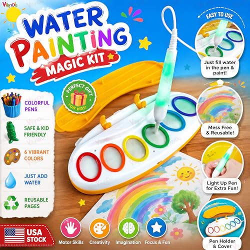 Image of VikriDA Color Wonder Magic Light Brush for Kids | Mess Free Painting Station & Drawing Activity Toy for Toddlers | Creative Learning Toy for Boys & Girls Age 3, 4, 5 Years | Multicolor (Big)