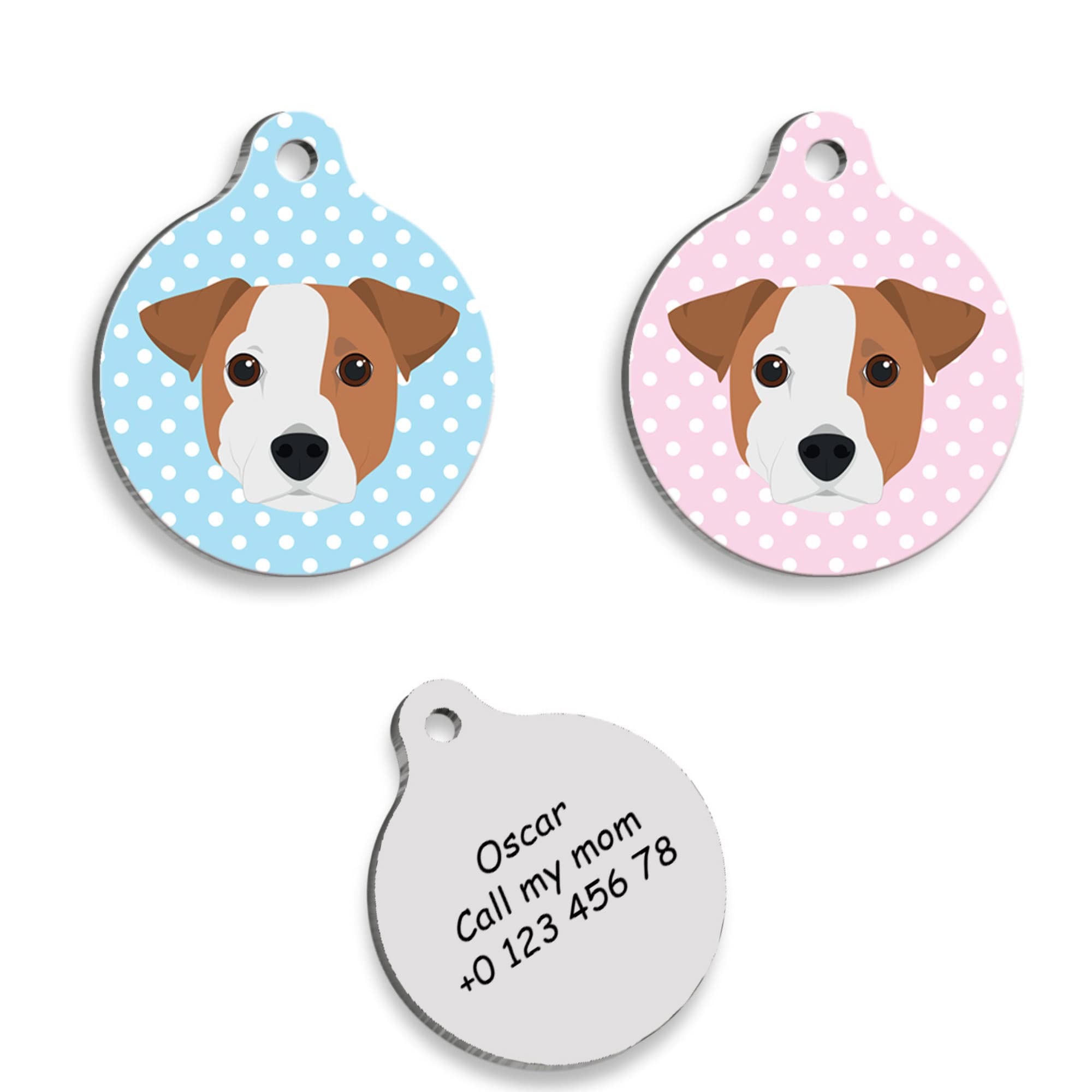 JACK RUSSELL Personalized Dog Tag - Custom Name Tag - ID Tag for Dog & Cat - Customized Pet Tags - Dog Name Tag - Cat Name Tag - Engraved Dog Tag (Blue)