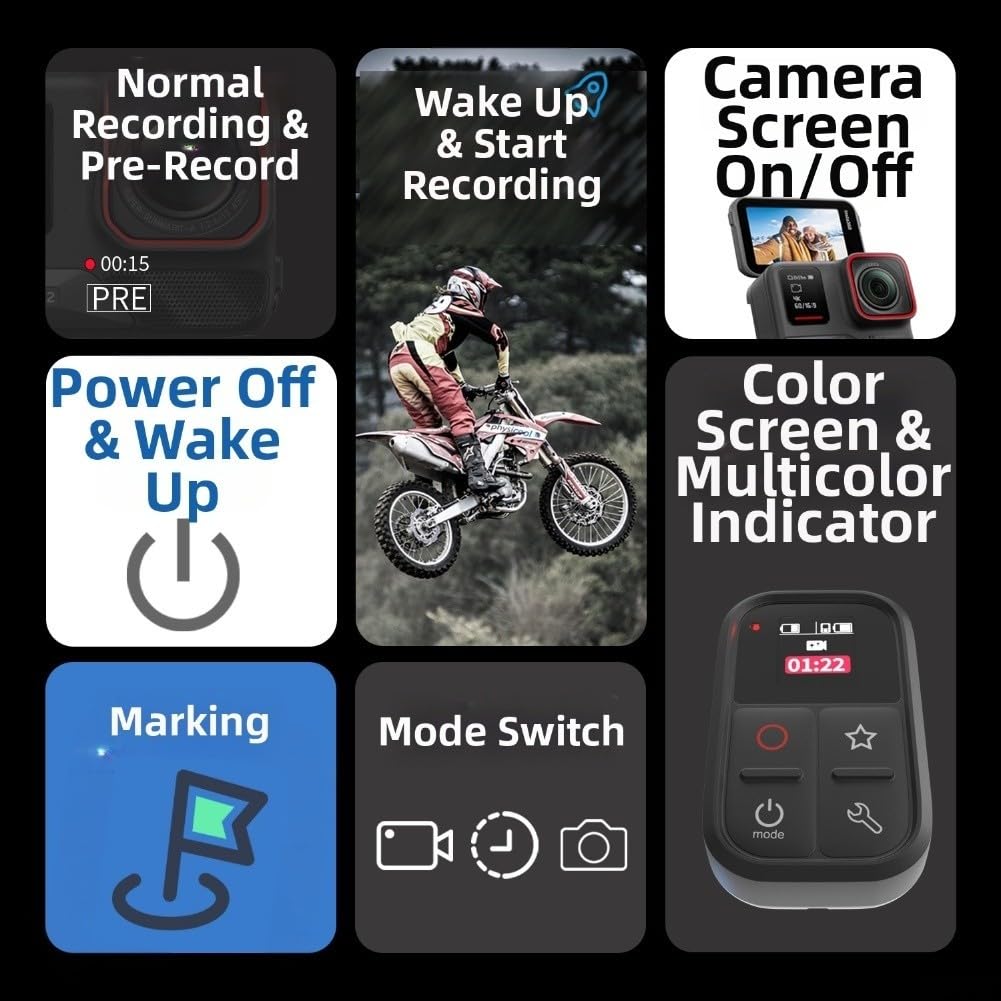 Wasserdichte Bluetooth-Fernbedienung, kompakter kabelloser Auslöser für Insta-360 X5, X4, X3, GO3S ForAcePro2 Action-Kameras