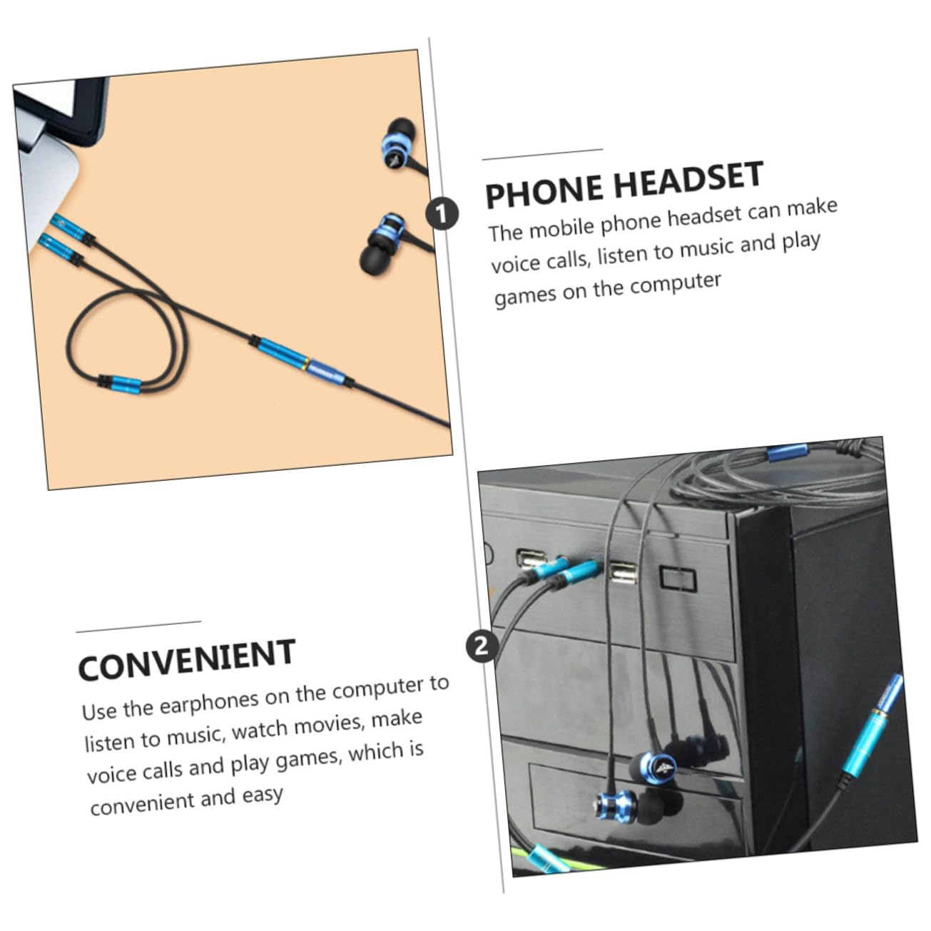 jojofuny 8piezas Cable Divisor De Audio y Micrófono Adaptador para Auriculares Pc Compatible Dispositivos De Doble Entrada