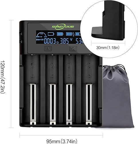 Miniatura 5 de Cargador de batería 21750 21700 de 4 ranuras, SUNLYTOUR 4 ranuras Ni-MH AA 18650 Cargador de batería 21700 para 20700 22700 22650 26650 26700 26700