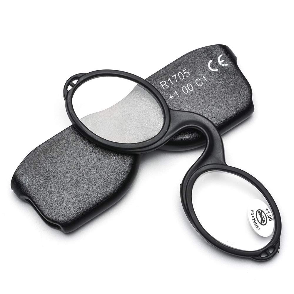 Okulary do czytania bez ramienia z etui i smyczą na szyję - Przenośne owalne czytniki dla mężczyzn i kobiet - Moda dla osób starszych, szary, 2.00