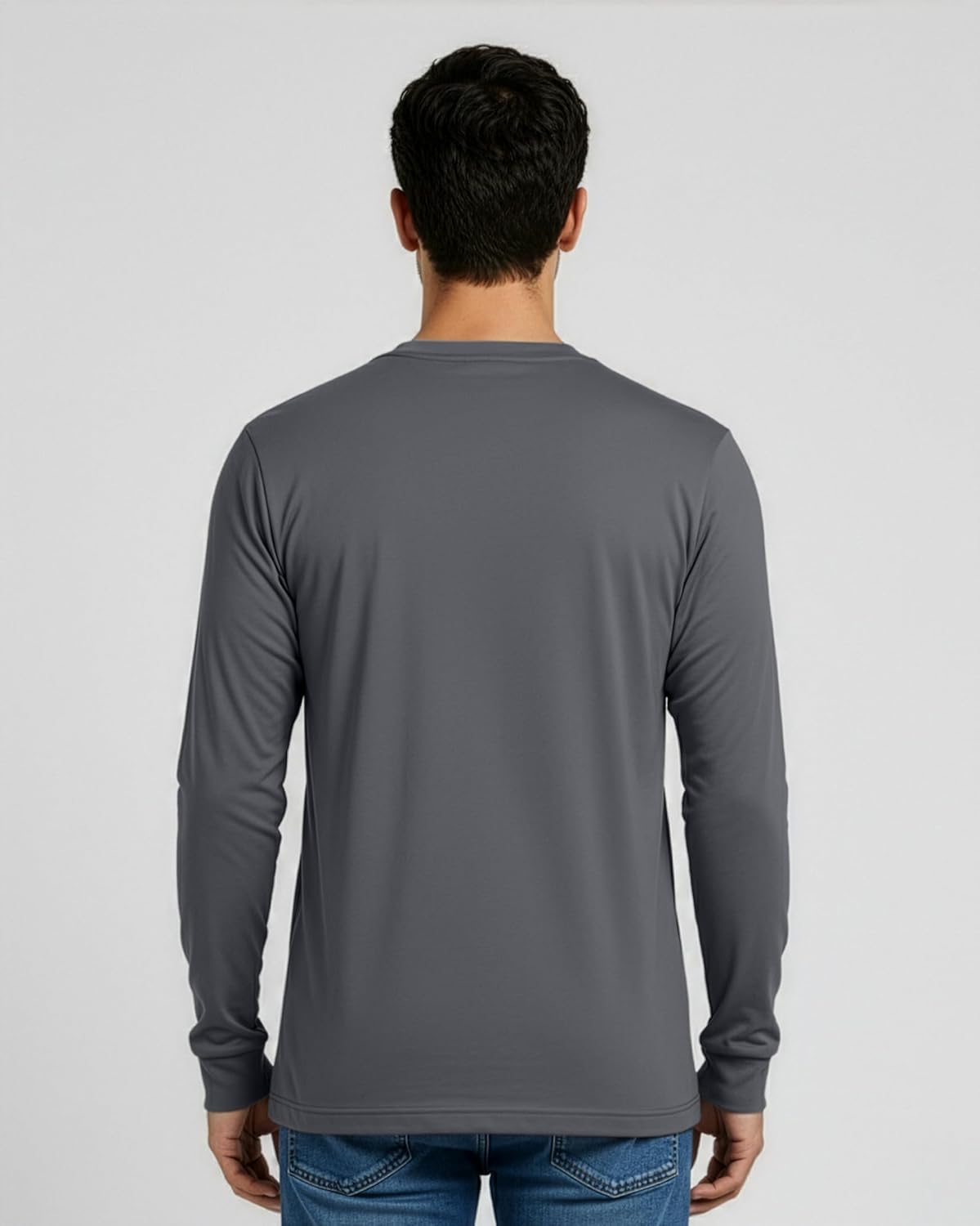 Real Essentials 4 Pack: Men's Cotton Long Sleeve Crew Neck T-Shirt - Soft Work Casual Jersey Tees - Image 6