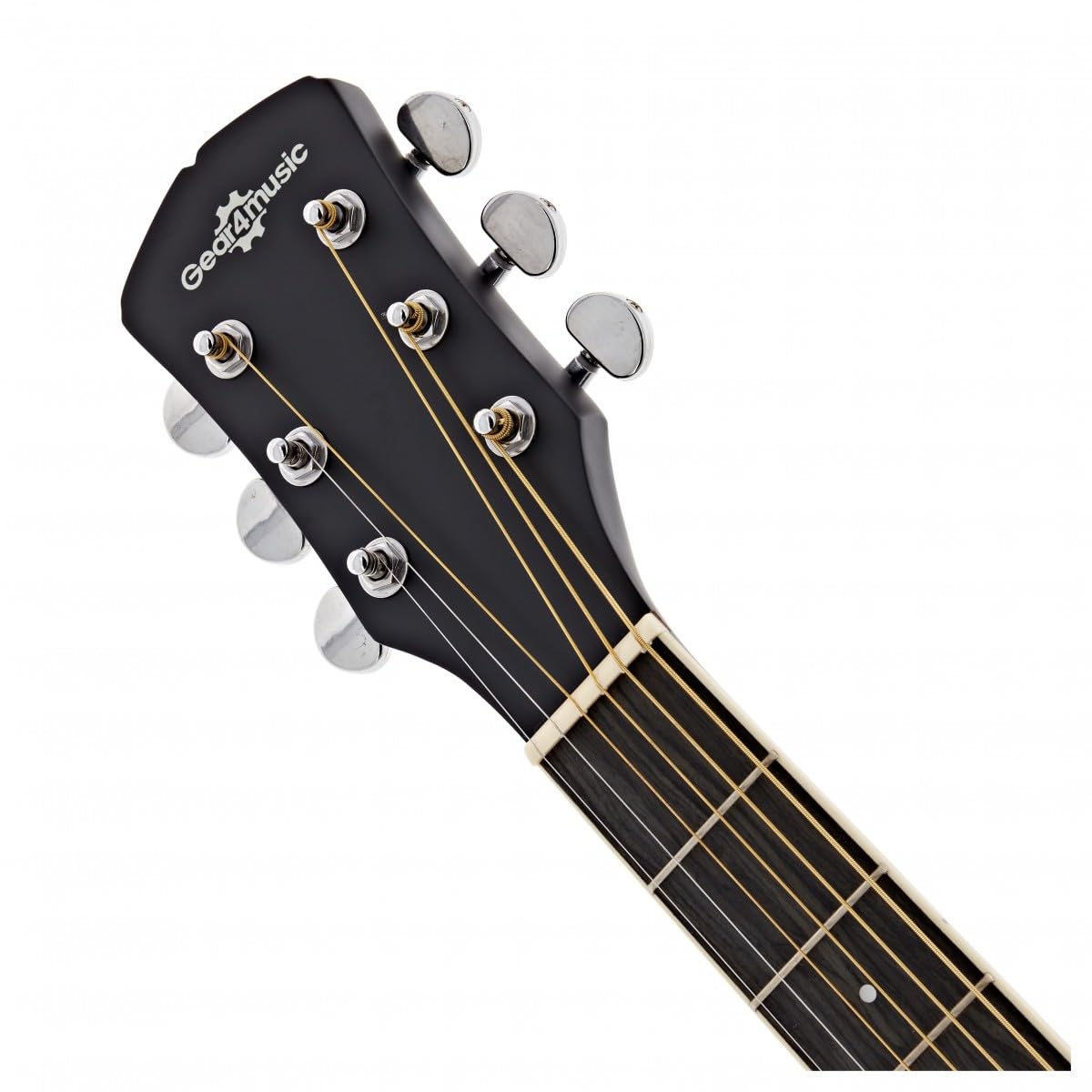 Chitarra acustica mancina Student di Gear4music, nera | Per suonatori mancini in crescita, costruzione in tiglio per un tono brillante ed equilibrato, manico a C comodo