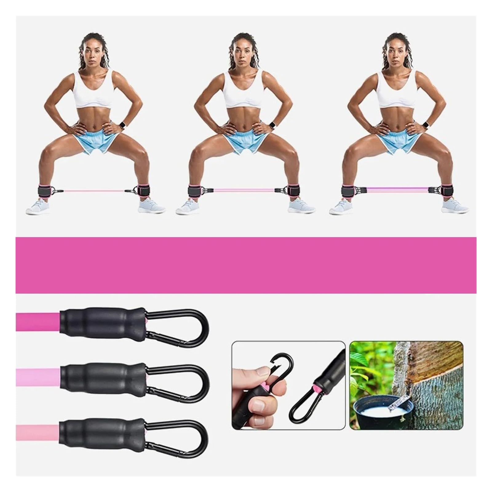 Taśmy oporowe TPE, paski na kostkę, zestaw fitness z podparciem D-Ring, do jogi, sprzętu na siłownię, wytrzymałość nóg i bezpieczne przedłużanie