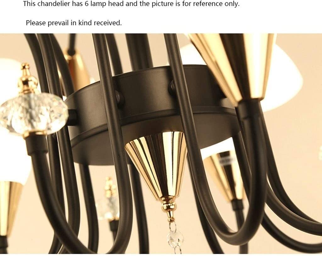 Lampa wisząca E14 kristallen kroonluchter, Scandinavische smeedijzeren LED-hanglamp, prachtige 6 helderglazen lampenkap hangende lampfitting voor slaapkamer Jasny