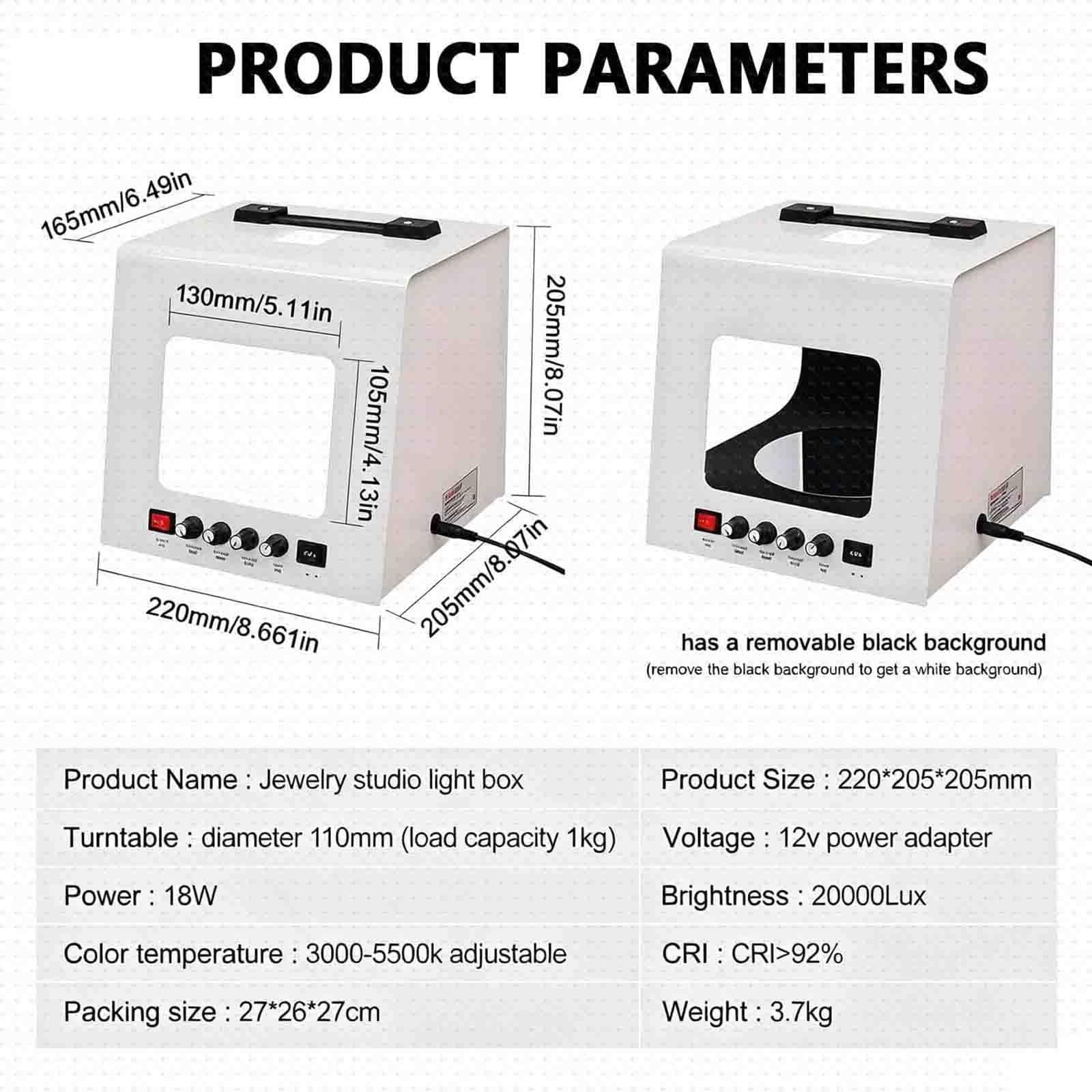 Tenda Fotografica Dimmerabile,Mini Light Box per Prodotti Piccoli T20 | Controllo Completo Luminosità E Rotazione,Design Compatto per Studio Fotografico Domestico