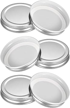 Mason Jar Lids, 6 Pcs - Tinplate Canning Lids Regular Mouth Leak Proof Fits Storage Jars Silver