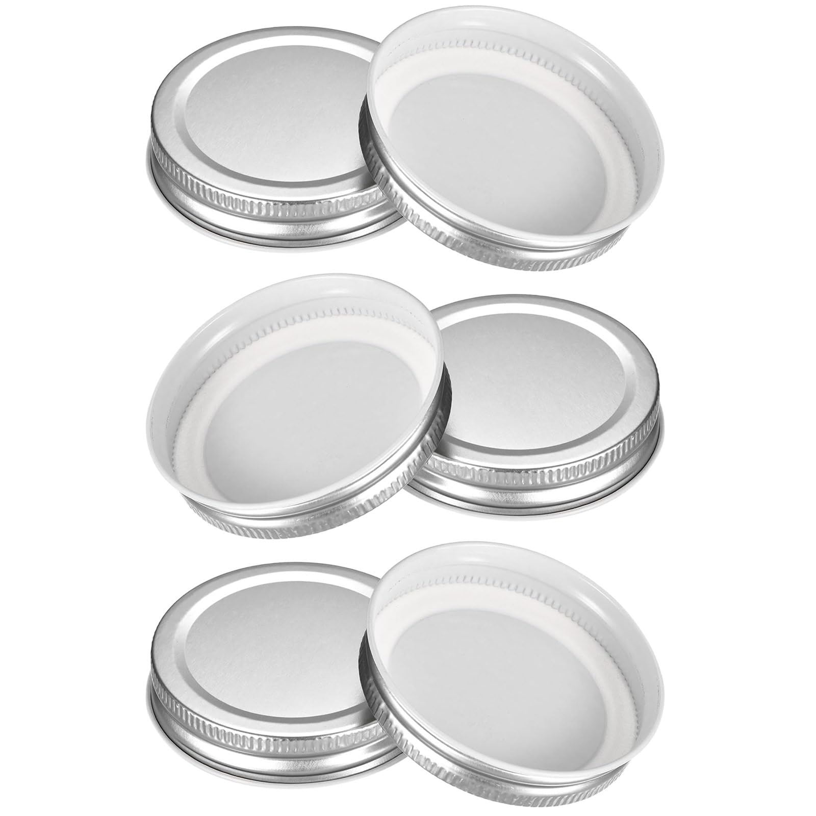 Mason Jar Lids, 6 Pcs - Tinplate Canning Lids Regular Mouth Leak Proof Fits Storage Jars (Silver)