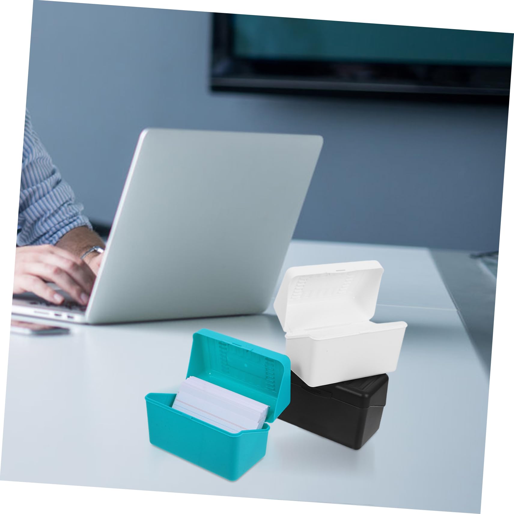 Karteikartenbox mit Kasten aus Pp und Papier Große Kapazität Platzsparend für Notizkarten und Karteikarten im Büro