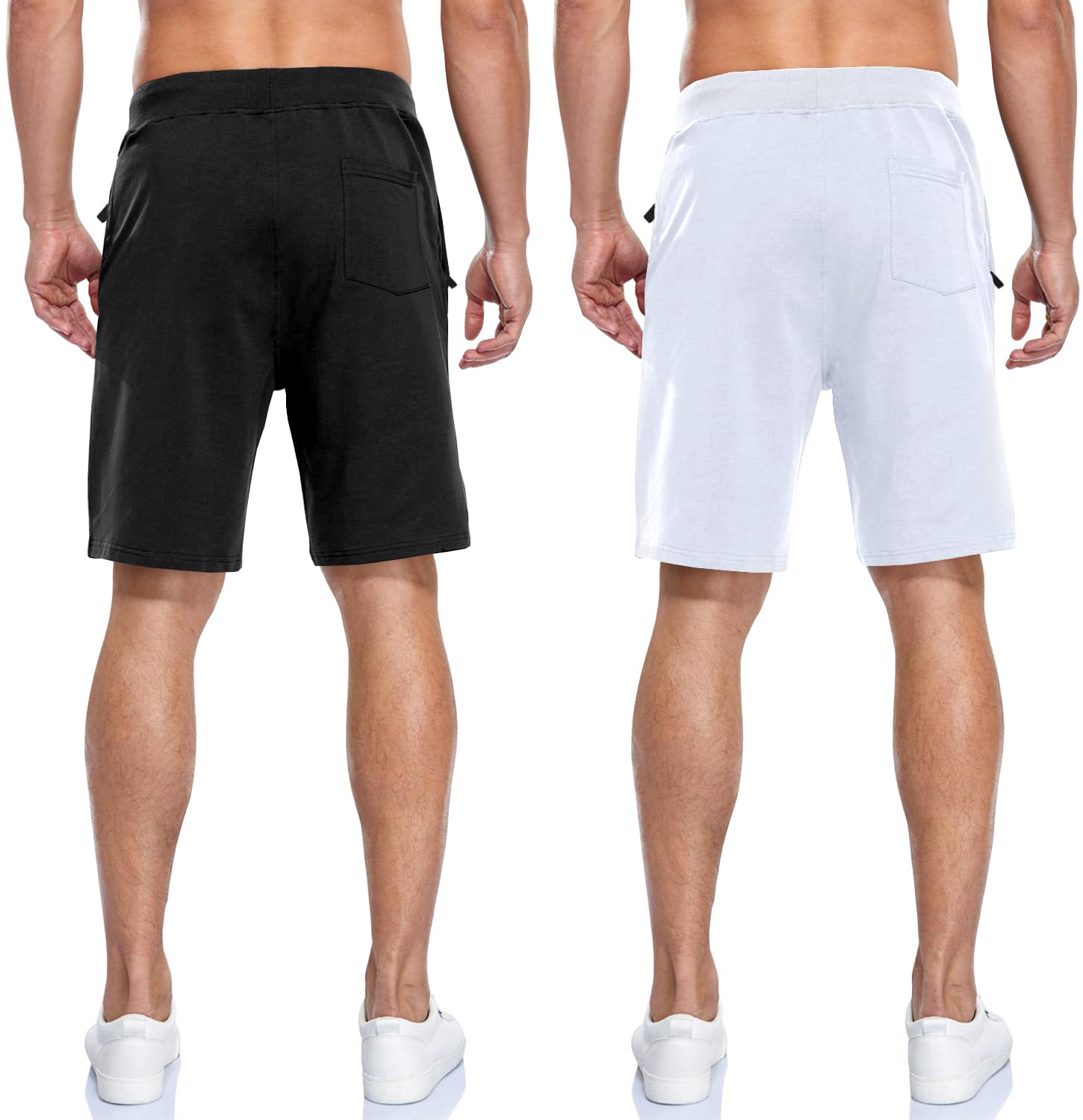 Boyzn Pantalones cortos deportivos para hombre, cómodos, de algodón, cintura elástica, bolsillos con cremallera