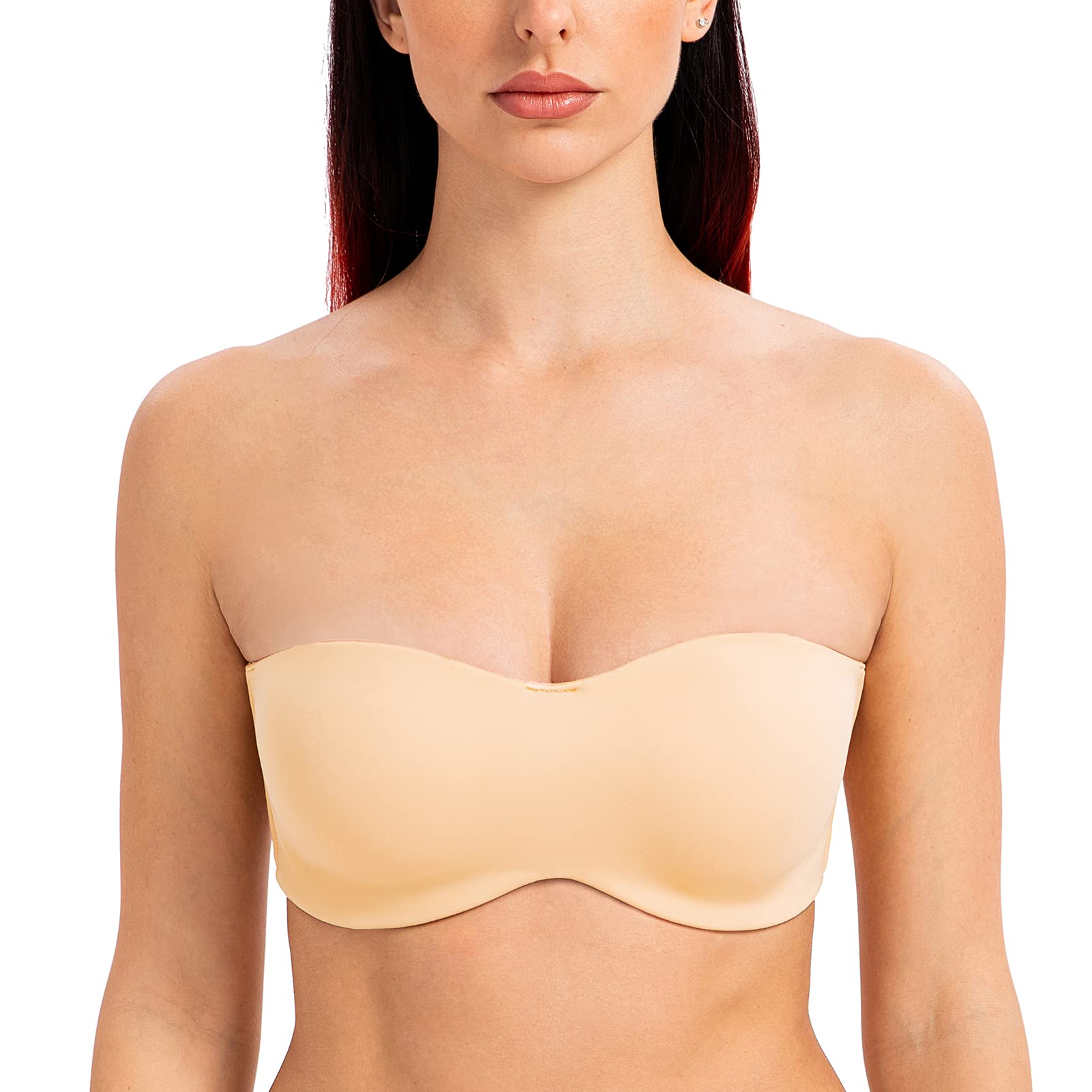MELENECA Women's Strapless Minimizer Multiway for Large Bust Unlined Seemless Underwire Bandeau Bra Sunkiss 34A