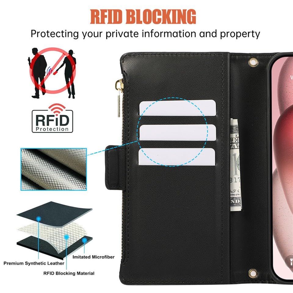 Étui clapet cuir iPhone 16 Pro beige avec rabat magnétique et fentes cartes