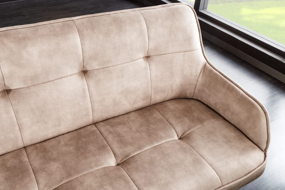 riess-ambiente.de Design Bank Euphoria 156cm Greige Samt im Retrostil mit Ziersteppung