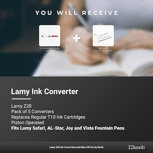 Miniatura 3 de Lamy Z28 - Convertidores de tinta para pluma estilográfica, paquete de 5 unidades y toallitas